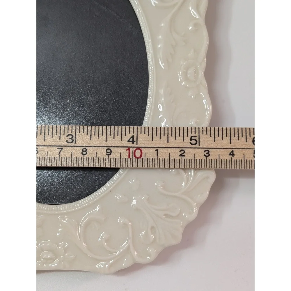 Vintage Lenox Ivory Porcelain Oval Picture Frame Embossed Floral Scroll Tabletop